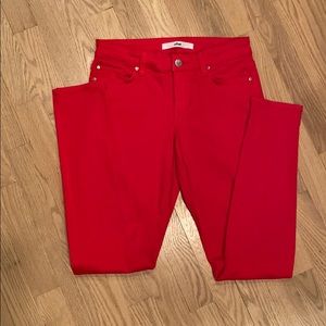 else red skinny jeans.